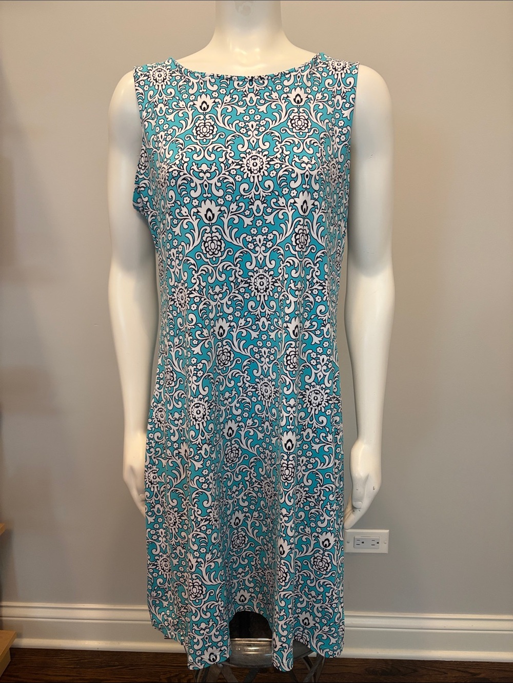 Charter Club Turquoise Floral Sleeveless Sheath Dress Size XL